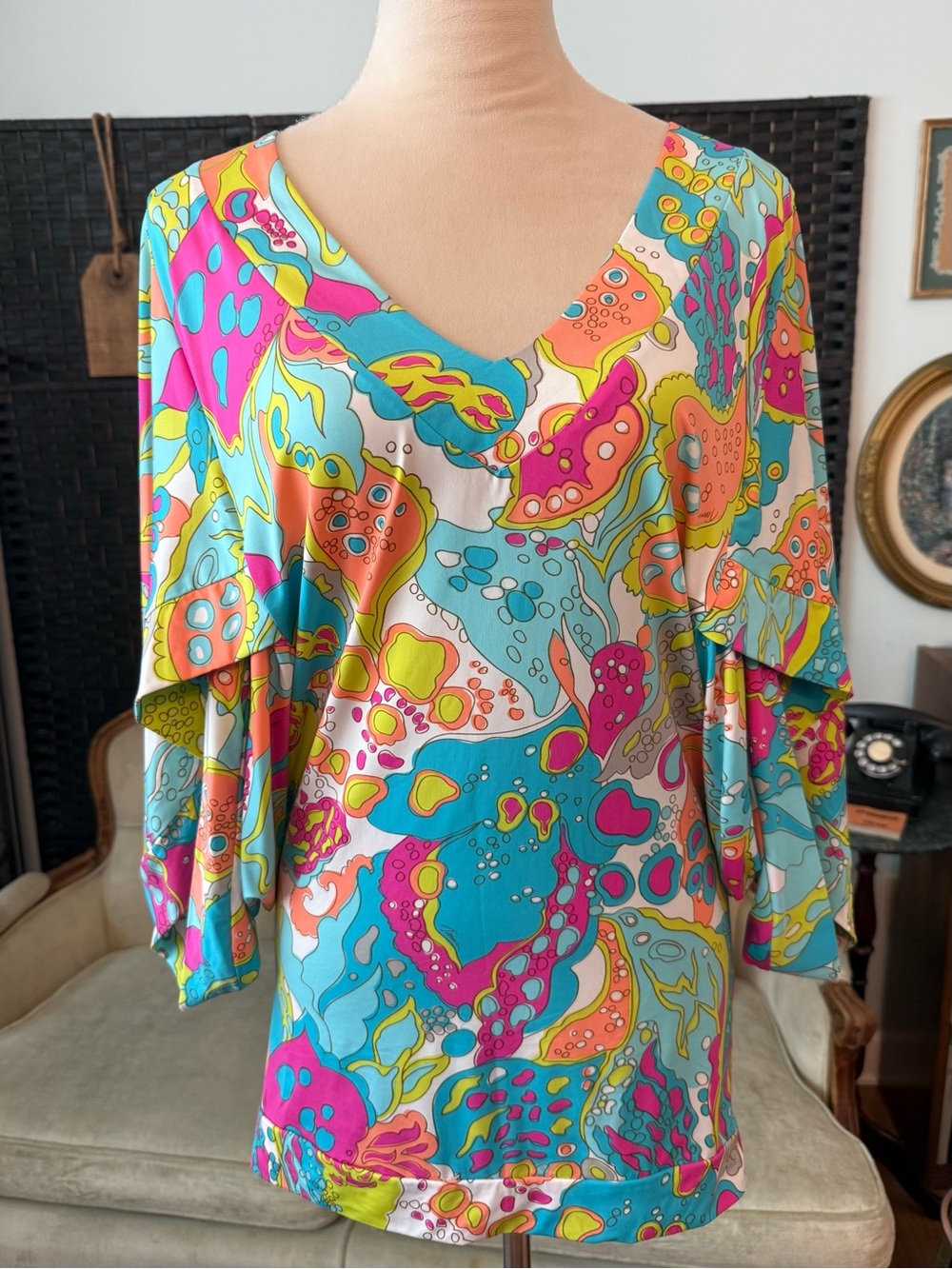 🌴🩷 Trina Turk Tangiers Tunic Cover-Up Swim Spa Resort Top - Picture 2 of 8